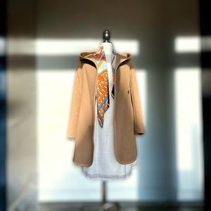 Wilfred Aritzia Borda Wool Hooded Coat in classic Deep Camel/ Tan